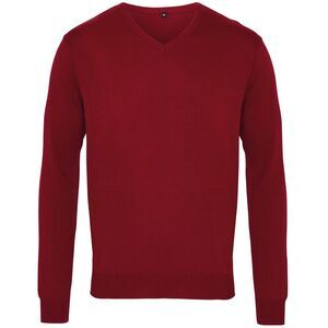 Premier Mens V-Neck Knitted Sweater Sweatshirt Workwear Sizes XS-4XL / Burgundy